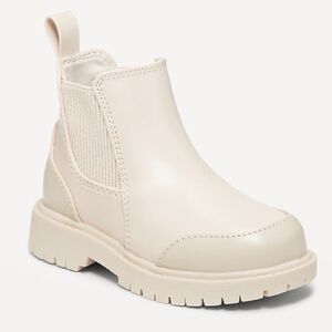 Old Navy Chelsea Boots Cream Faux Leather Size 8 Toddler